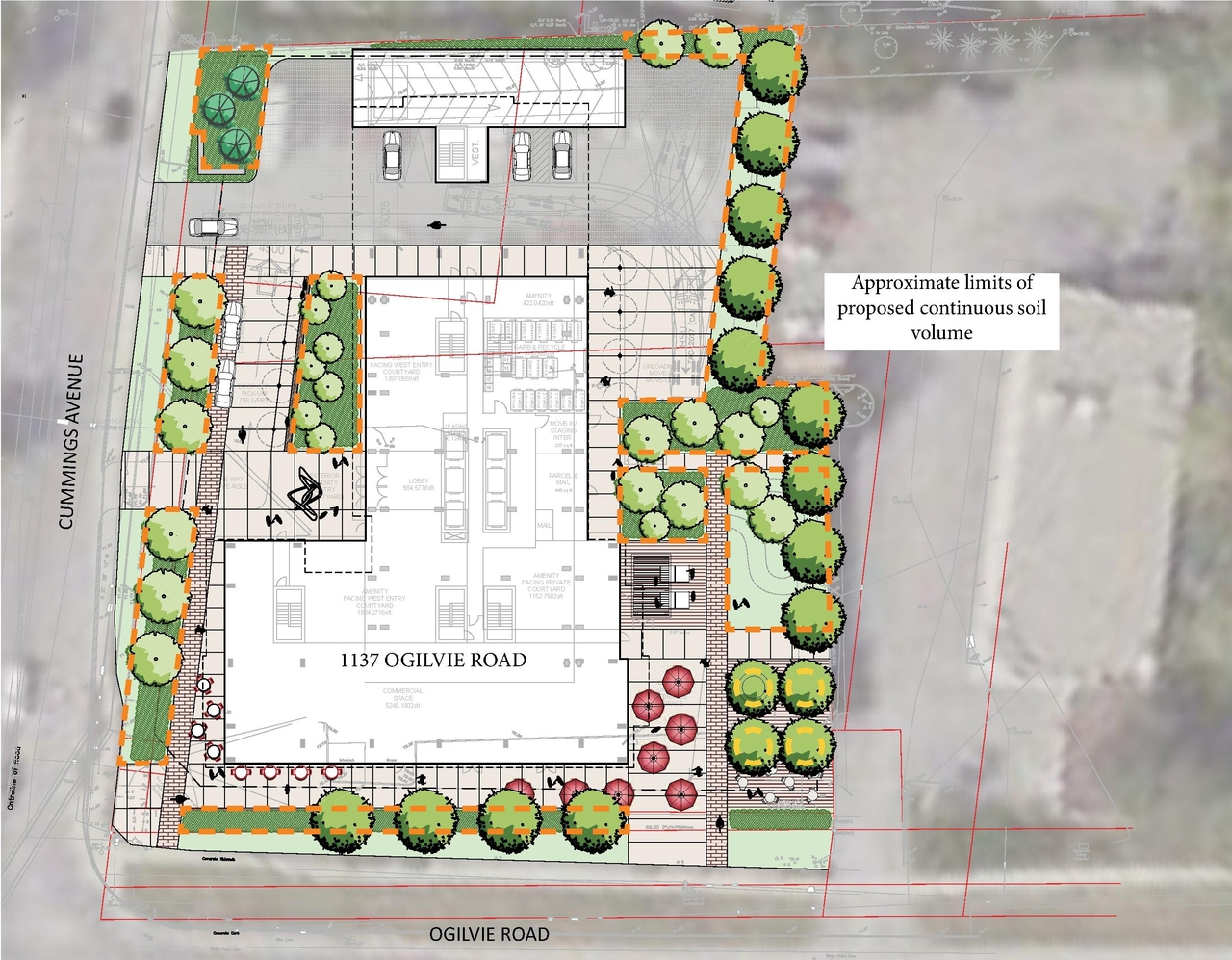 Construction site plan for project from page 15 of the file '2024-07-22 - UDRP Report - D02-02-24-0028'