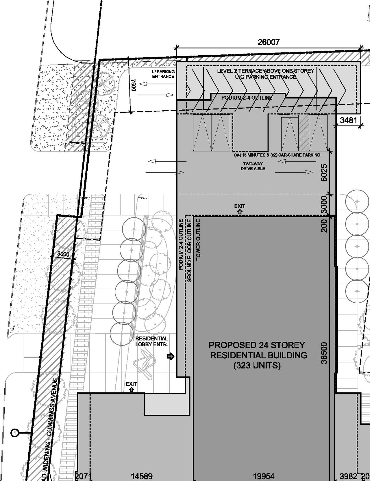 Construction site plan for project from page 7 of the file '2024-07-22 - UDRP Report - D02-02-24-0028'