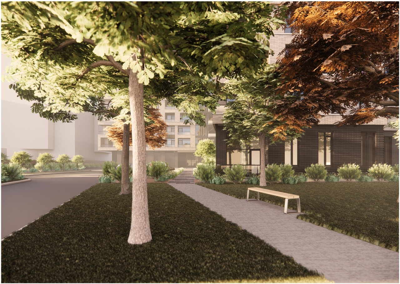 Rendering of building from page 24 of the file '2024-07-30 - Design Brief - D02-02-24-0032'