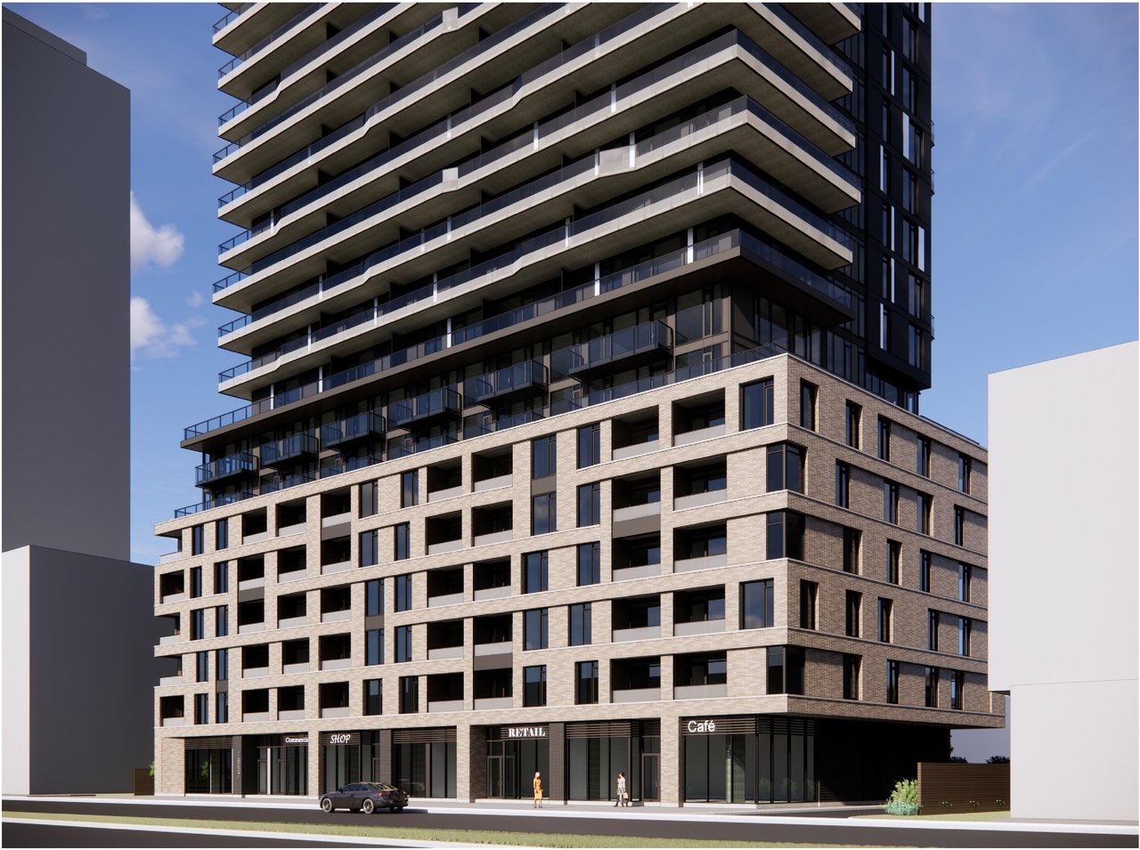 Rendering of building from page 9 of the file '2025-01-24 - Design Brief - D02-02-24-0032'