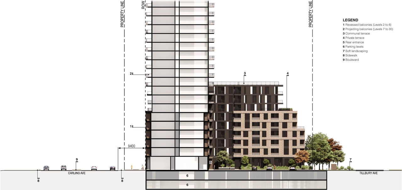 Rendering of building from page 17 of the file '2025-01-24 - Design Brief - D02-02-24-0032'