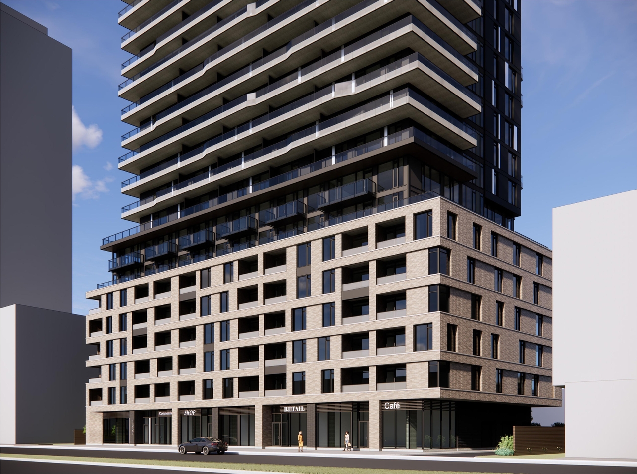 Rendering of building from page 9 of the file '2025-01-24 - Design Brief - D02-02-24-0032'