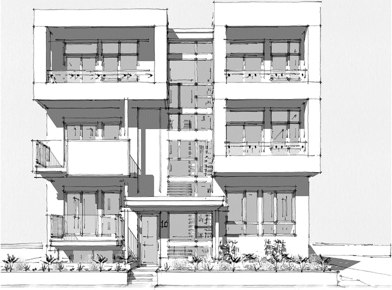 Rendering of building from page 1 of the file '2024-08-08 - Site Plan, Elevations and Renderings - D02-02-24-0036'