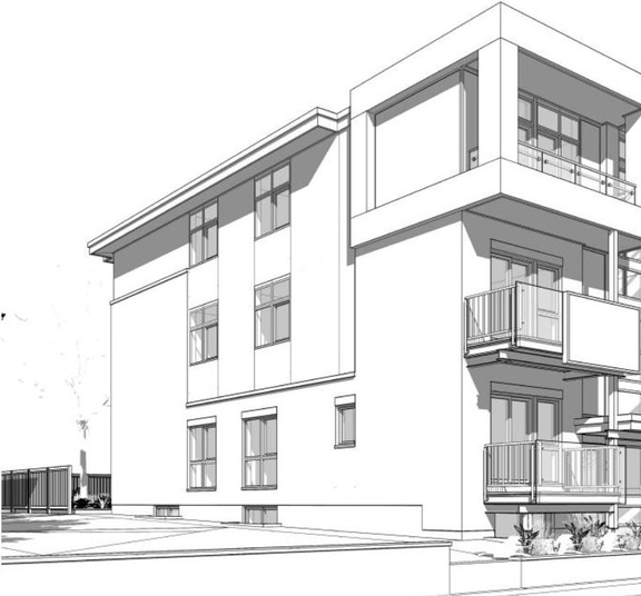 Rendering of building from page 21 of the file '2024-08-08 - Urban Design Brief - D02-02-24-0036'