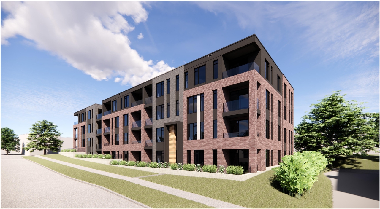 Rendering of building from page 11 of the file '2025-02-11 - Design Brief - D02-02-24-0041 and D07-12-24-0037'