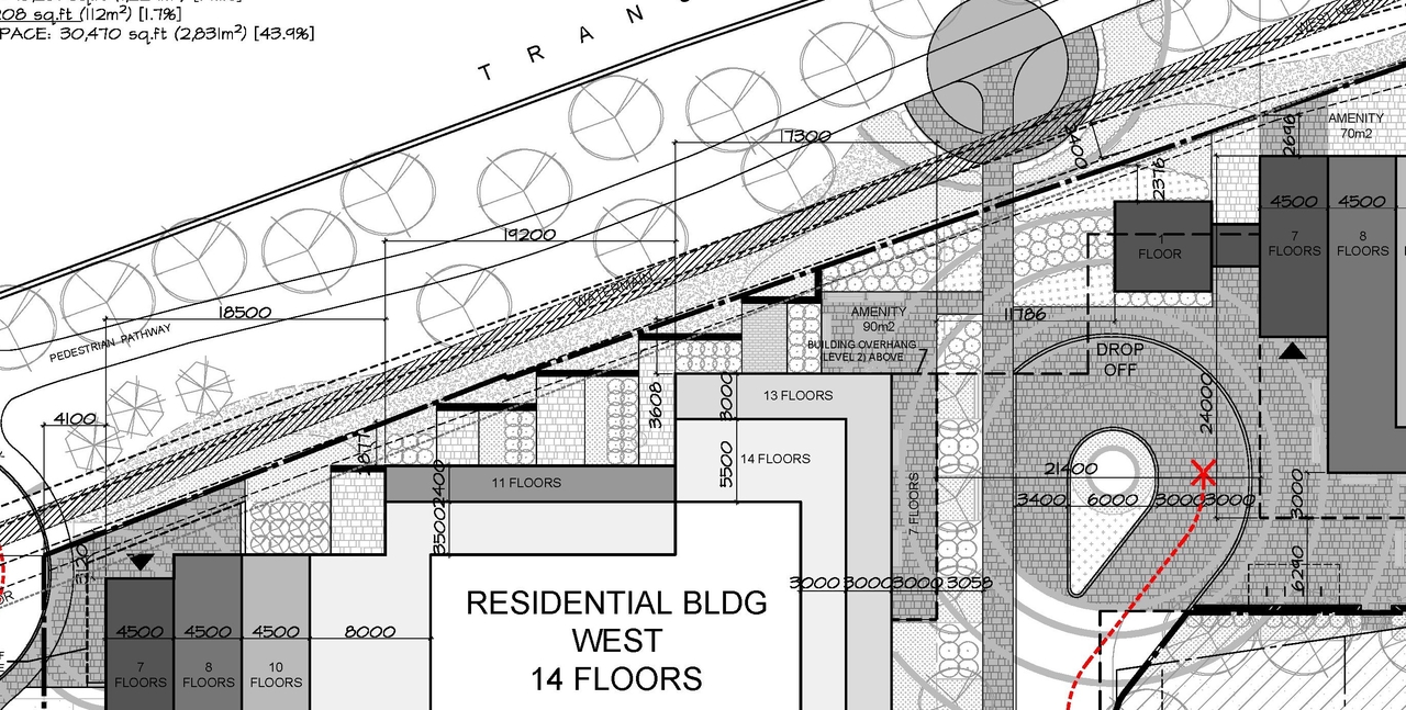 Construction site plan for project from page 1 of the file '2024-09-04 - Site and Floor Plans - D02-02-24-0043'