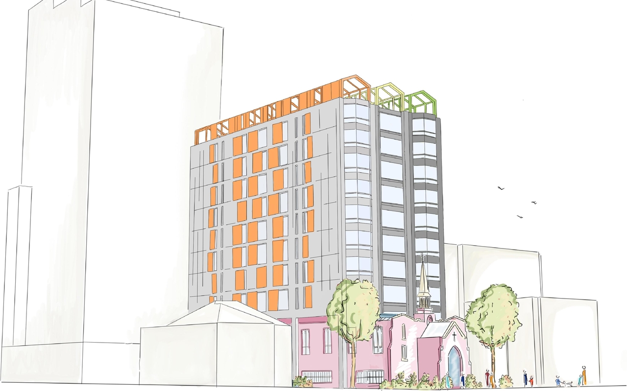 Rendering of building from page 49 of the file '2024-09-19 - Urban Design Review Panel Report - D02-02-24-0051'