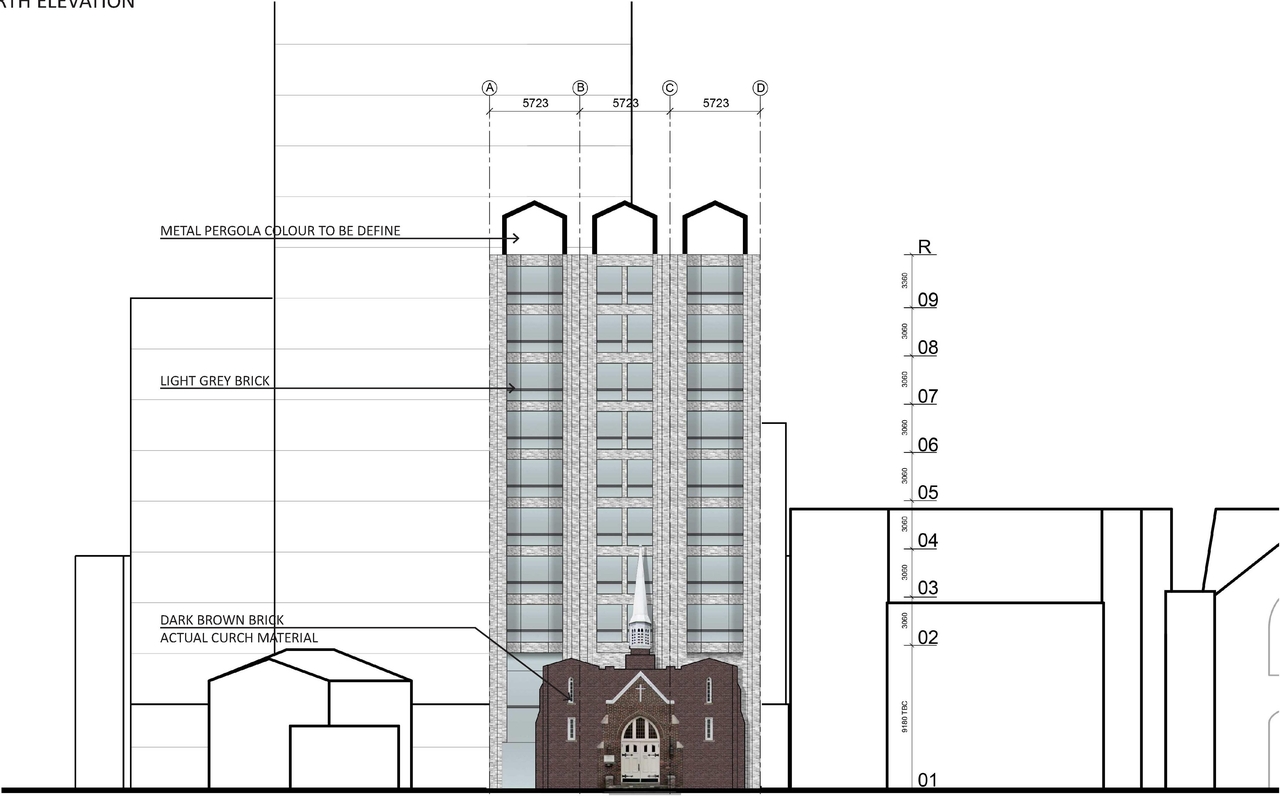 Rendering of building from page 64 of the file '2024-09-19 - Urban Design Review Panel Report - D02-02-24-0051'
