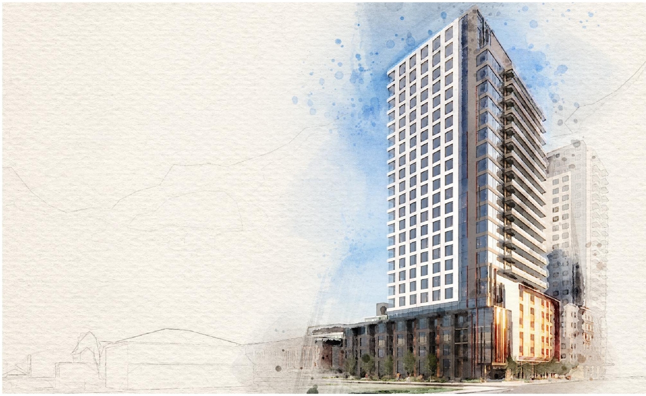 Rendering of building from page 21 of the file '2024-09-26 - Design Brief - D02-02-24-0054'