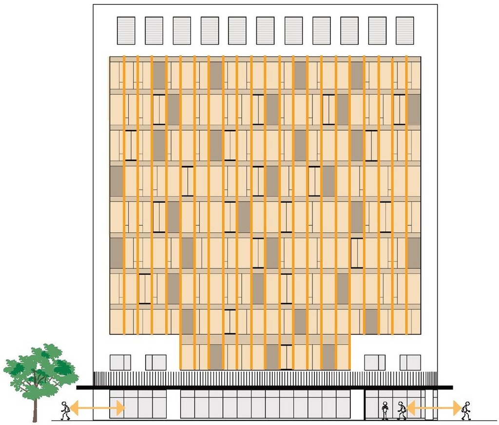 Rendering of building from page 14 of the file '2024-10-09 - URBAN DESIGN BRIEF BROCHURE - D02-02-24-0058'