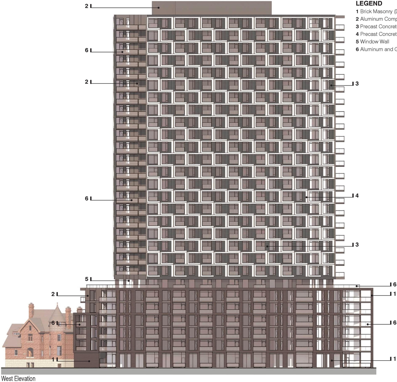 Rendering of building from page 34 of the file '2024-12-18 - Urban Design Brief - D02-02-24-0079'