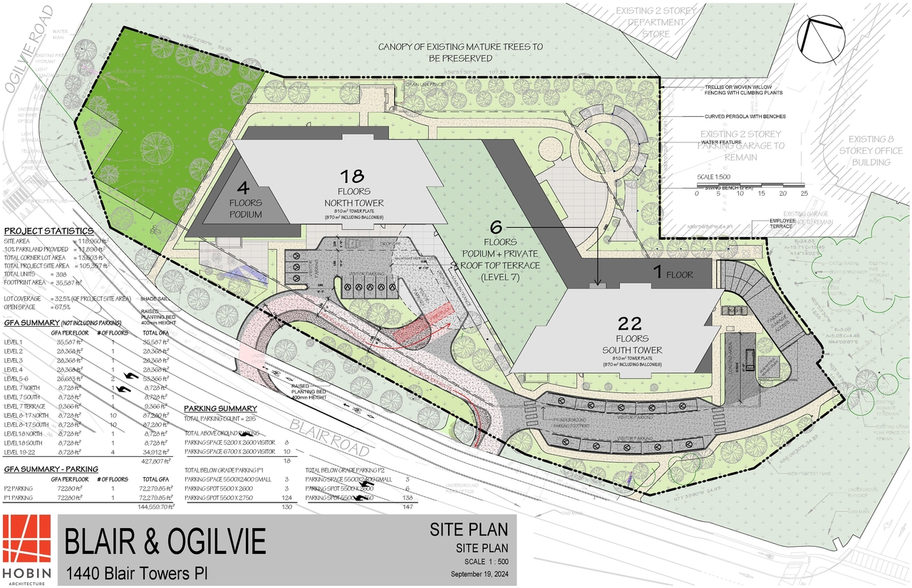 Construction site plan for project from page 43 of the file '2025-03-20 - UDRP Report - D02-02-24-0089'