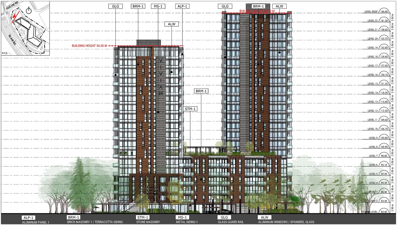 Rendering of building from page 56 of the file '2025-03-20 - Urban Design Brief - D02-02-24-0089'