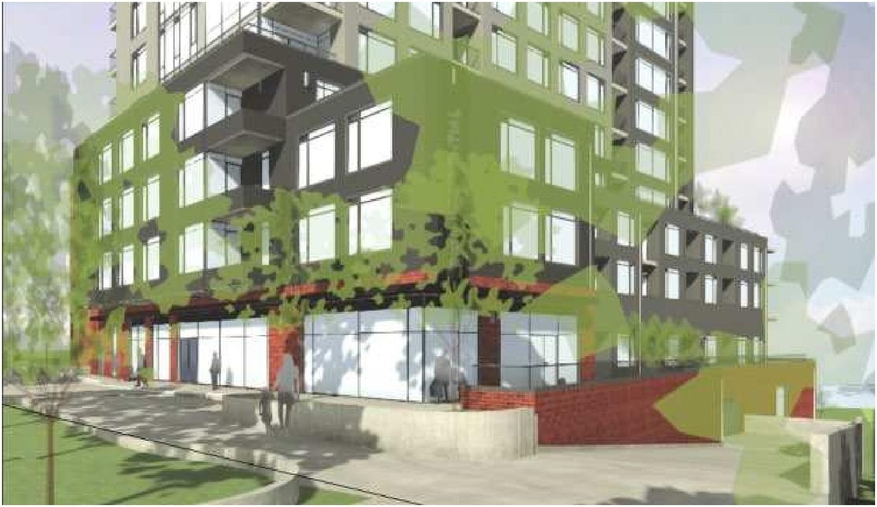 Rendering of building from page 8 of the file '2024-12-24 - Urban Design Brief Rev 2 - D02-02-24-0091'
