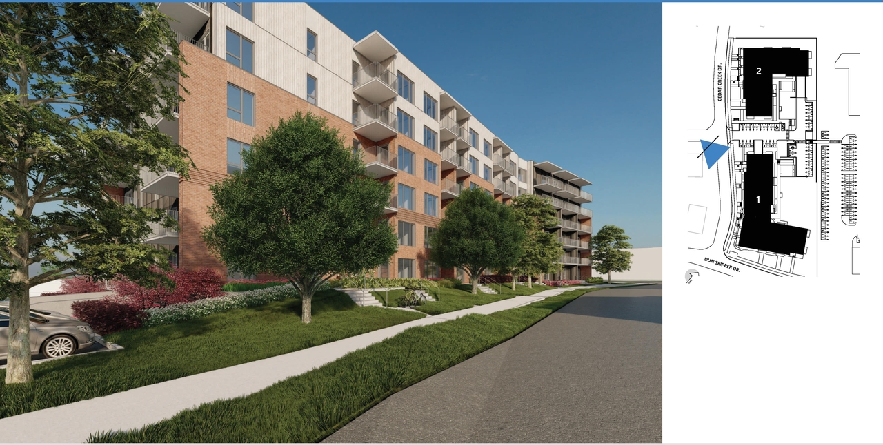 Rendering of building from page 30 of the file '2025-01-22 - (Residential) Urban Design Brief - D02-02-25-0005'