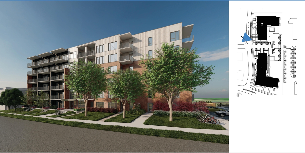 Rendering of building from page 34 of the file '2025-01-22 - (Residential) Urban Design Brief - D02-02-25-0005'