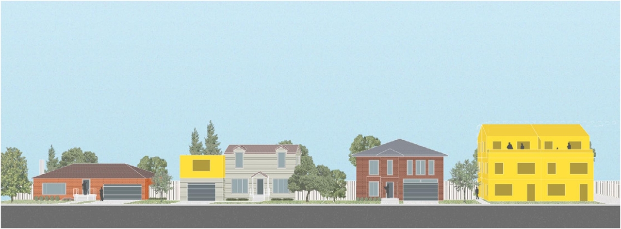 Rendering of building from page 9 of the file 'neighbourhood_renderings'