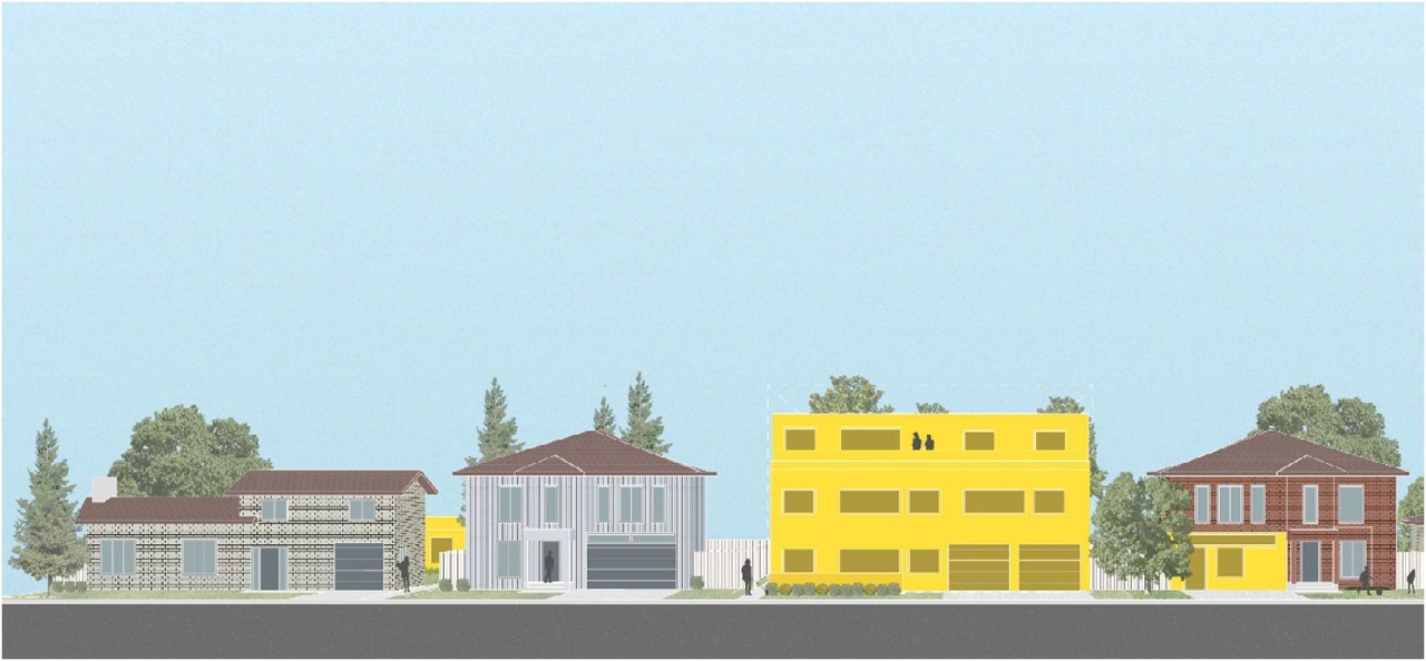 Rendering of building from page 15 of the file 'neighbourhood_renderings'