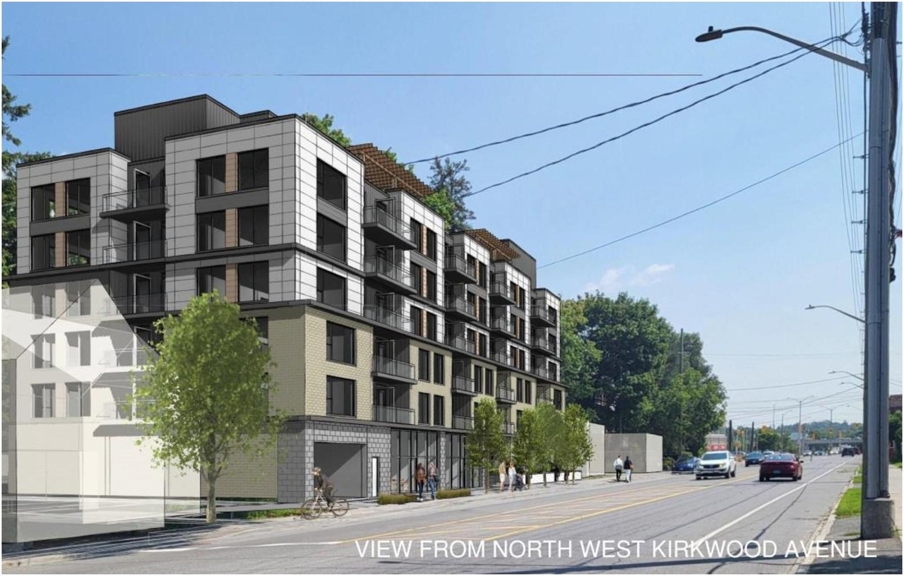 Rendering of building from page 17 of the file '2025-04-01 - Urban Design Brief - D02-02-25-0021'