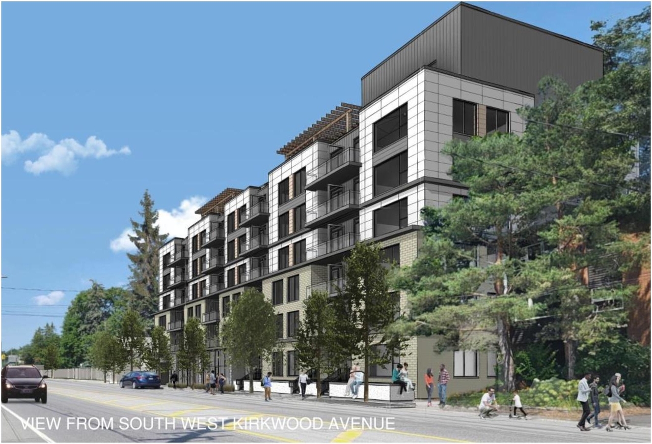 Rendering of building from page 18 of the file '2025-04-01 - Urban Design Brief - D02-02-25-0021'