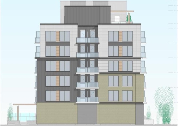 Rendering of building from page 27 of the file '2025-04-01 - Urban Design Brief - D02-02-25-0021'