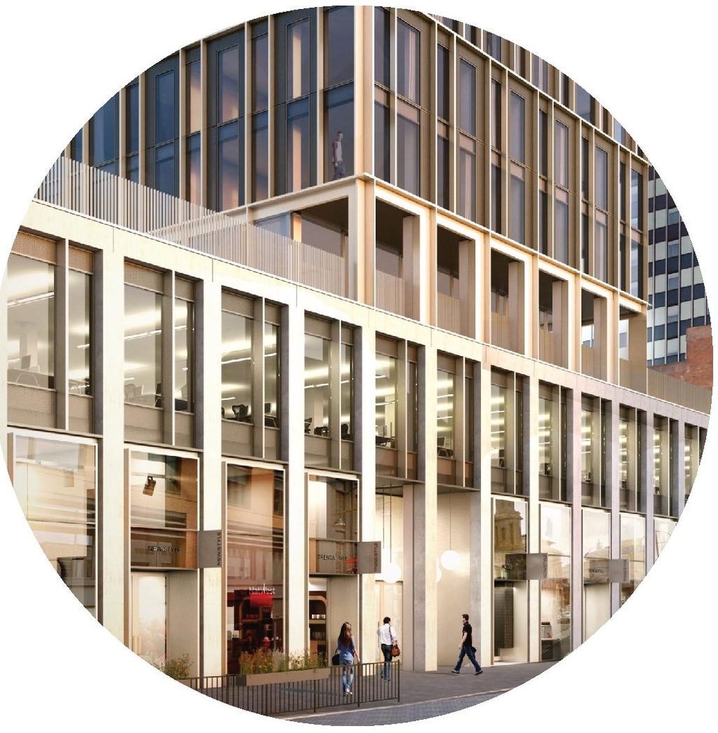 Rendering of building from page 23 of the file '2025-06-02 - Design Brief - D02-02-25-0037'