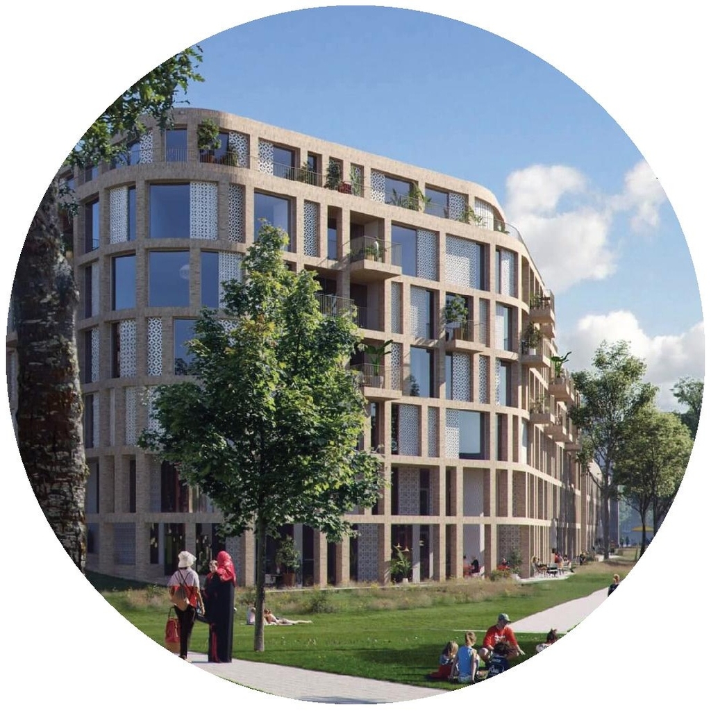 Rendering of building from page 23 of the file '2025-06-02 - Design Brief - D02-02-25-0037'