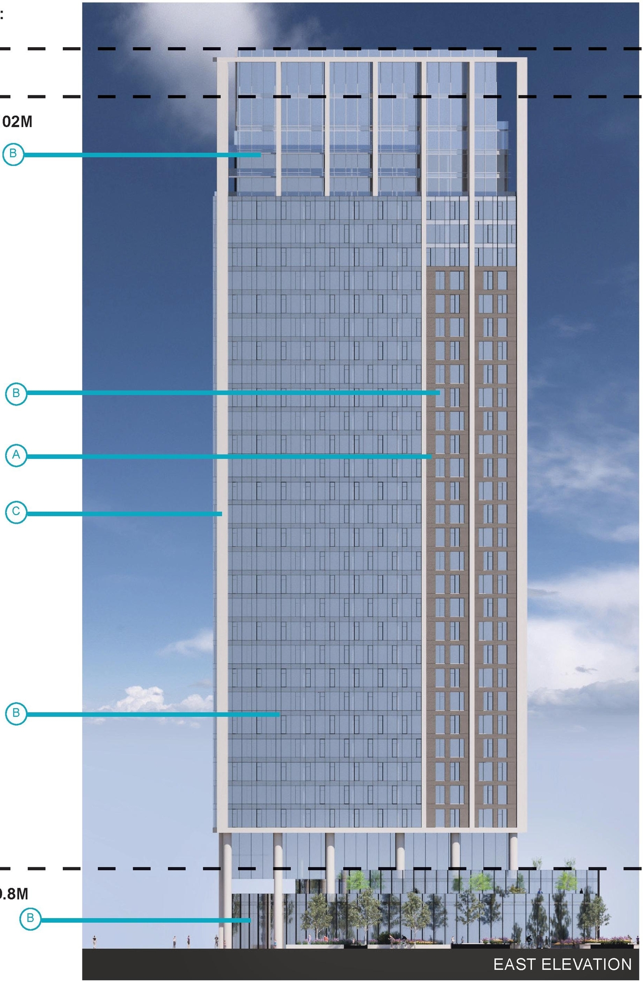 Rendering of building from page 73 of the file '2025-06-02 - Design Brief - D02-02-25-0038'