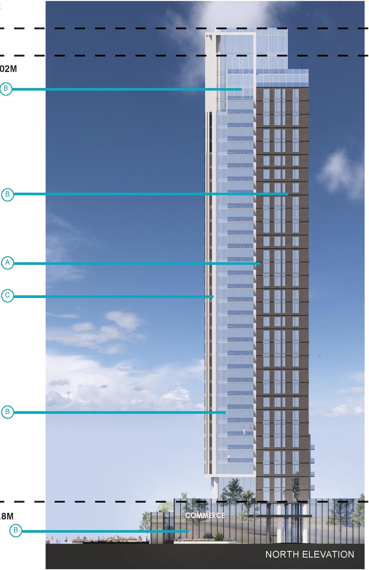 Rendering of building from page 74 of the file '2025-06-02 - Design Brief - D02-02-25-0038'