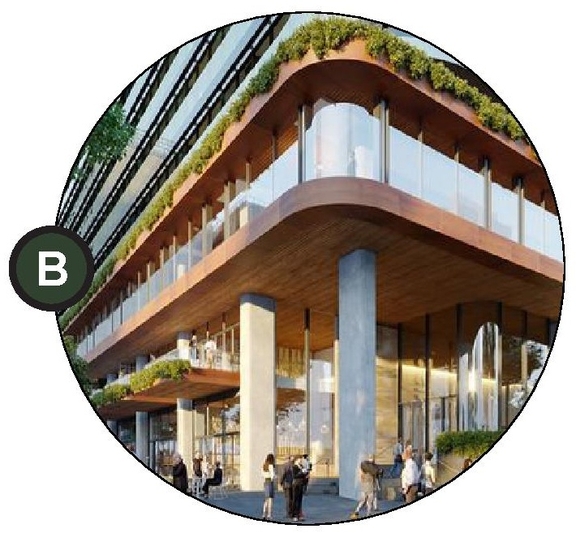 Rendering of building from page 28 of the file '2025-10-07 - Design Brief - D02-02-25-0038'