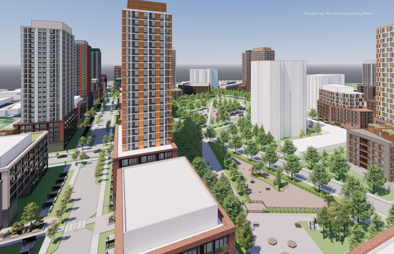 Rendering of building from page 3 of the file '2025-08-08 - Urban Design Brief - D02-02-25-0056'