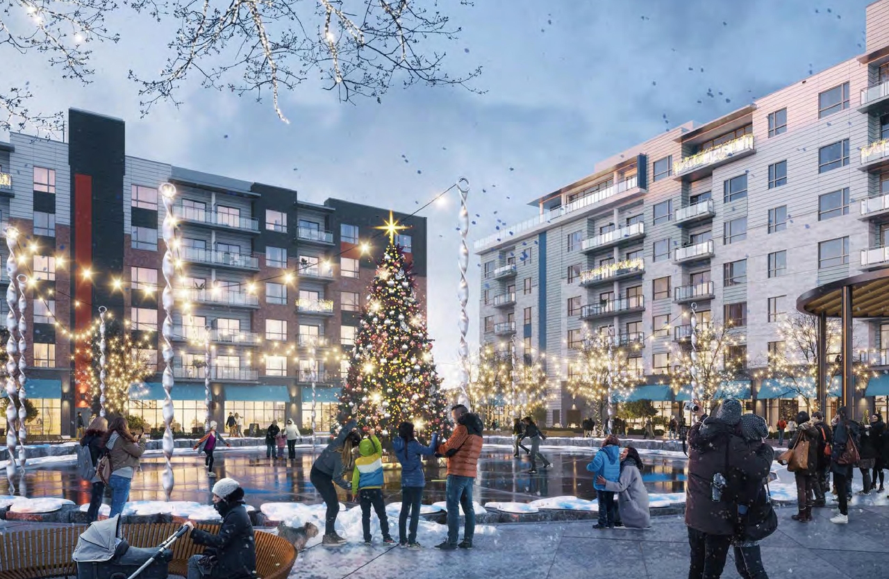 Rendering of building from page 32 of the file '2025-08-22 - Urban Design Brief - D02-02-25-0061'