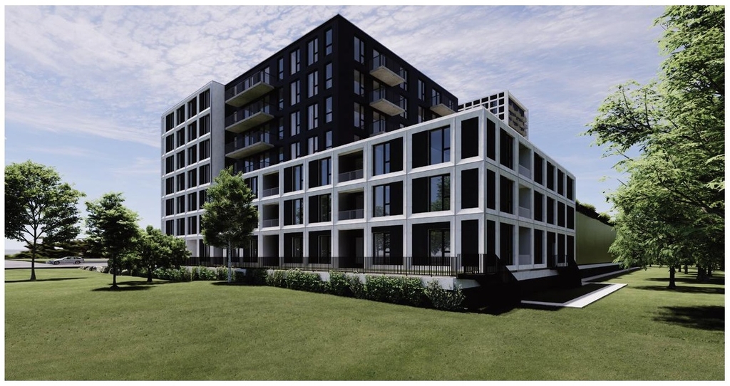Rendering of building from page 21 of the file '2025-09-02 - Urban Design Review Panel Report - D02-02-25-0063'