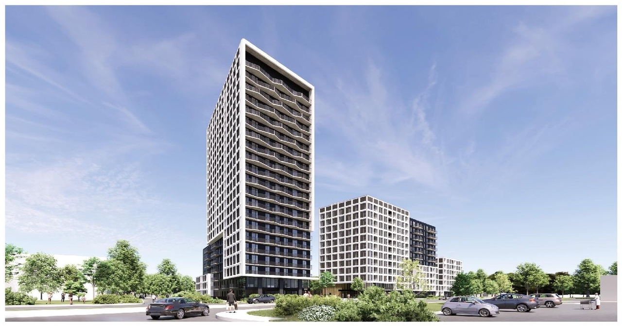 Rendering of building from page 32 of the file '2025-09-02 - Design Brief - D02-02-25-0063'