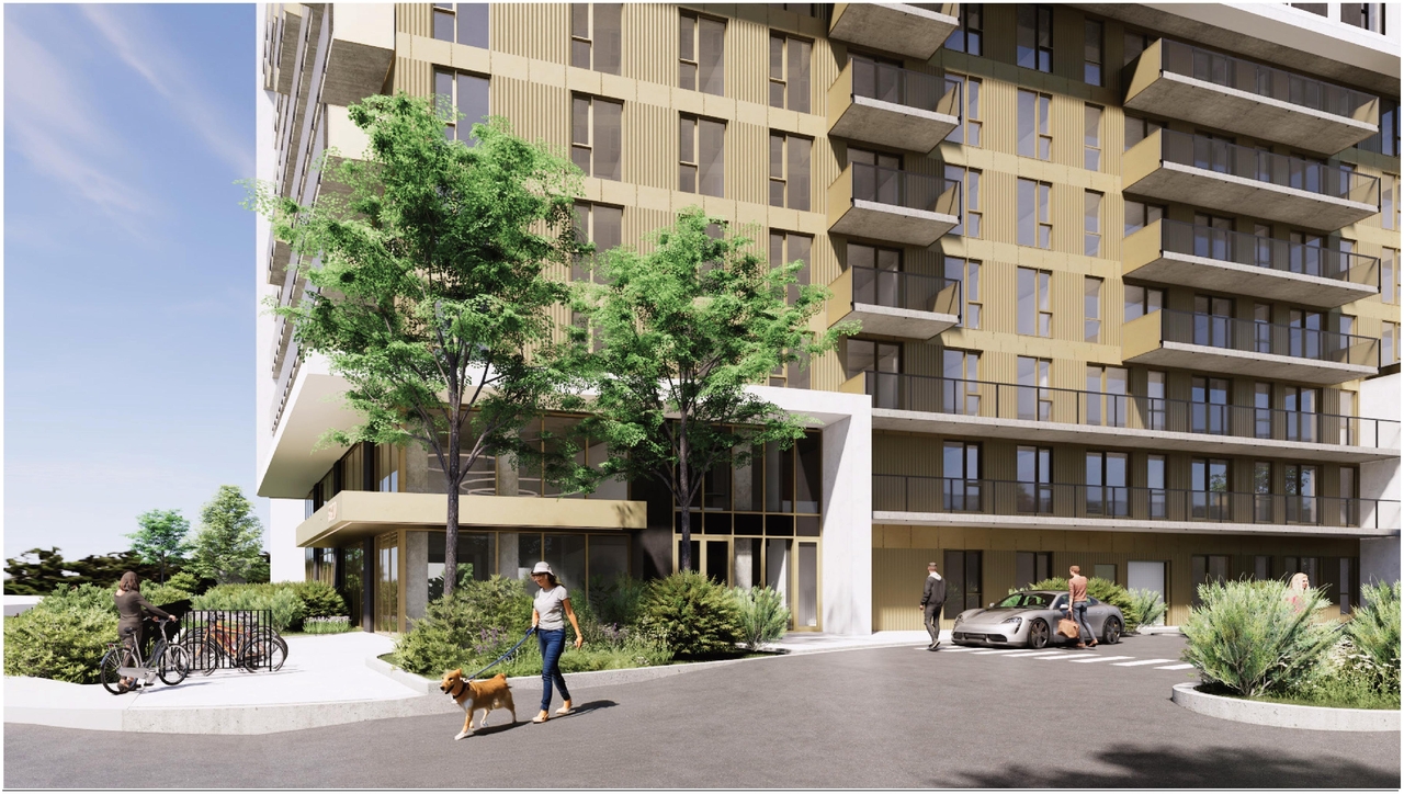 Rendering of building from page 47 of the file '2025-09-02 - Design Brief - D02-02-25-0063'