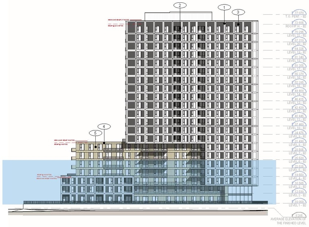 Rendering of building from page 53 of the file '2025-09-02 - Design Brief - D02-02-25-0063'