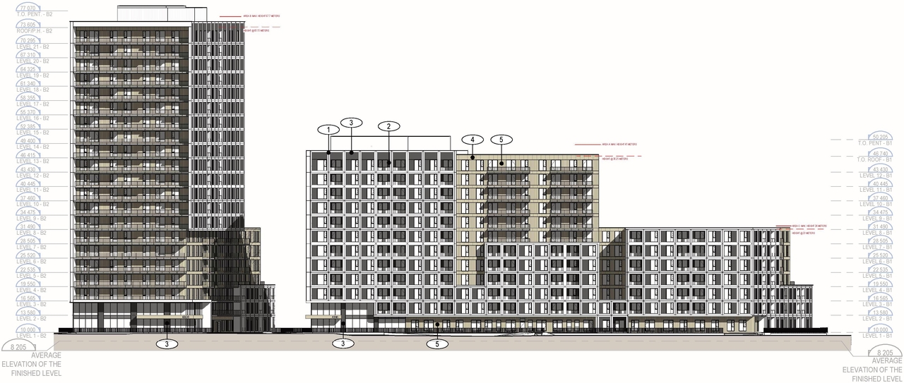Rendering of building from page 68 of the file '2025-09-02 - Design Brief - D02-02-25-0063'