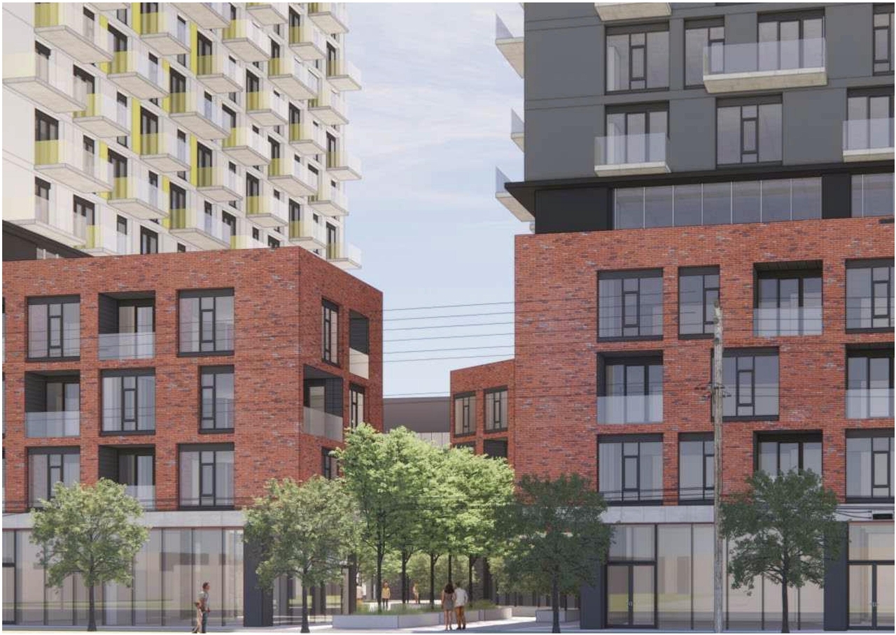 Rendering of building from page 11 of the file '2025-11-17 - Urban Design Brief - D02-02-25-0070'