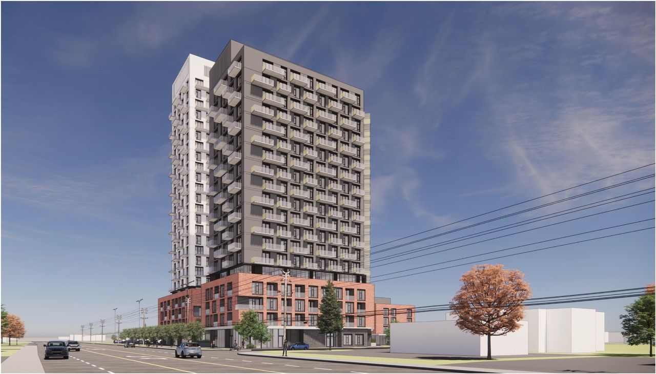 Rendering of building from page 15 of the file '2025-11-17 - Urban Design Brief - D02-02-25-0070'