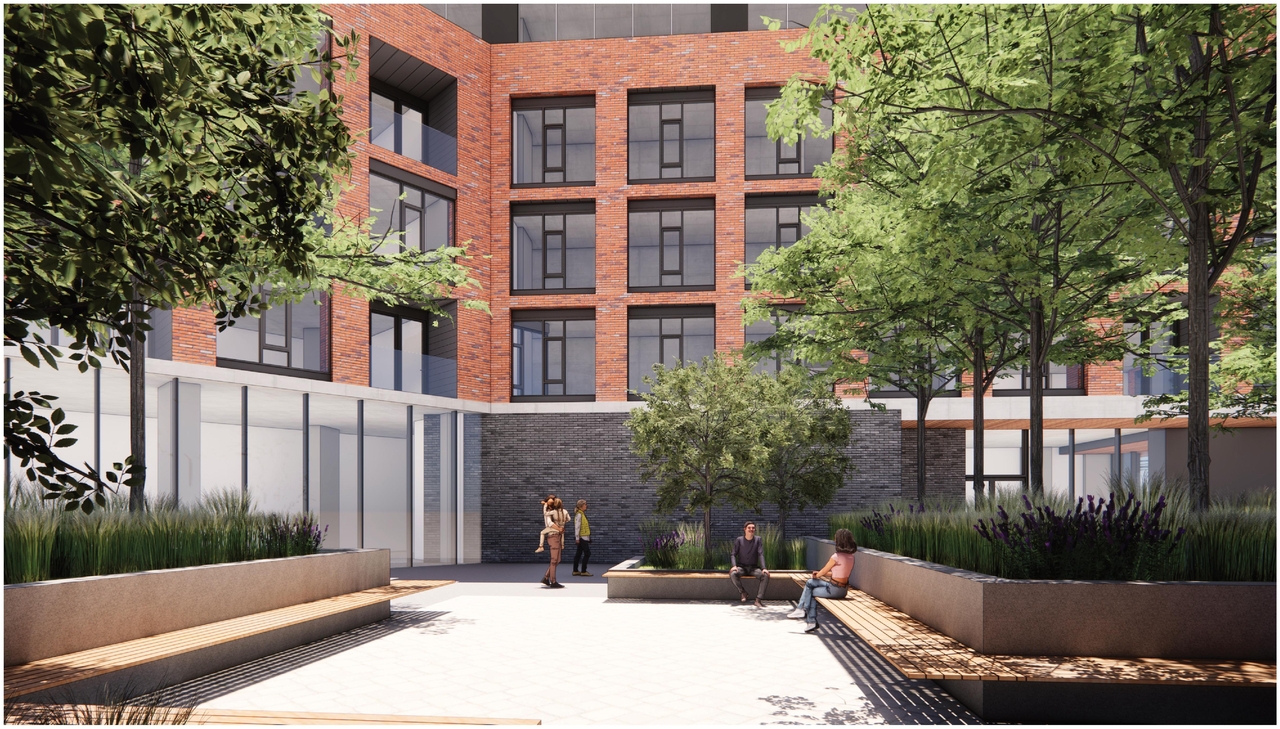 Rendering of building from page 18 of the file '2025-11-17 - Urban Design Brief - D02-02-25-0070'