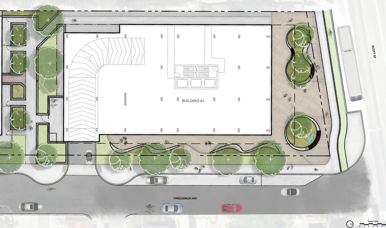 Construction site plan for project from page 110 of the file '2025-12-15 - Urban Design Brief - D01-01-25-0025 & D02-02-25-0097'