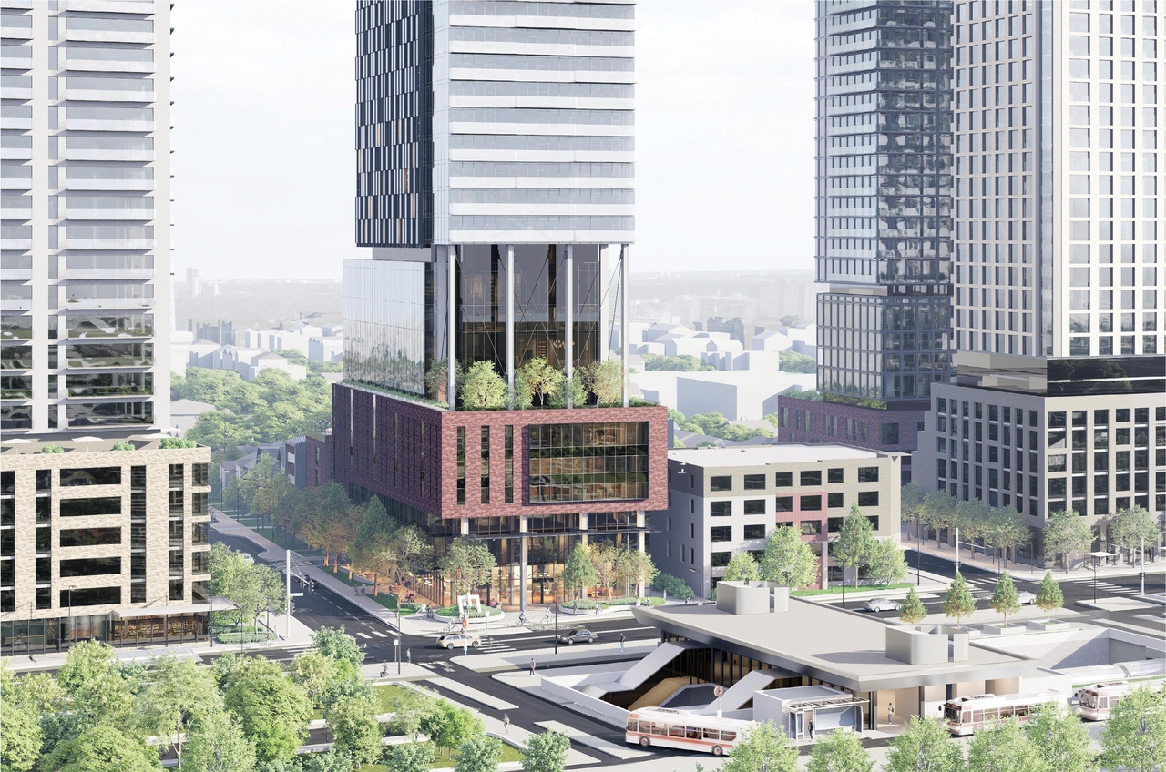 Rendering of building from page 99 of the file '2025-12-15 - Urban Design Brief - D01-01-25-0025 & D02-02-25-0097'