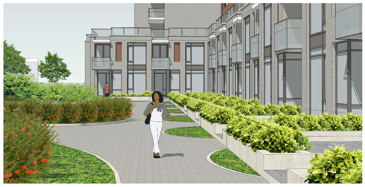 Rendering of building from page 1 of the file 'Revised Streetscape View 3 D07-12-11-0206'