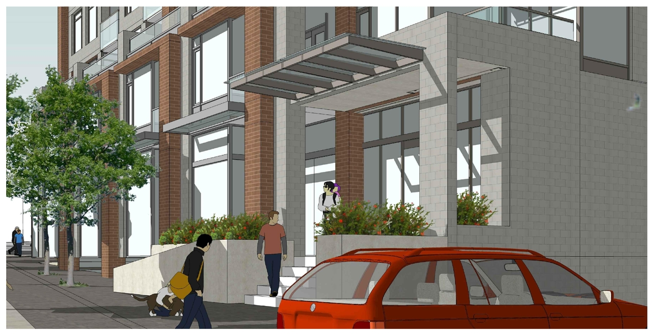 Rendering of building from page 1 of the file 'Revised Streetscape View 3 D07-12-11-0206'
