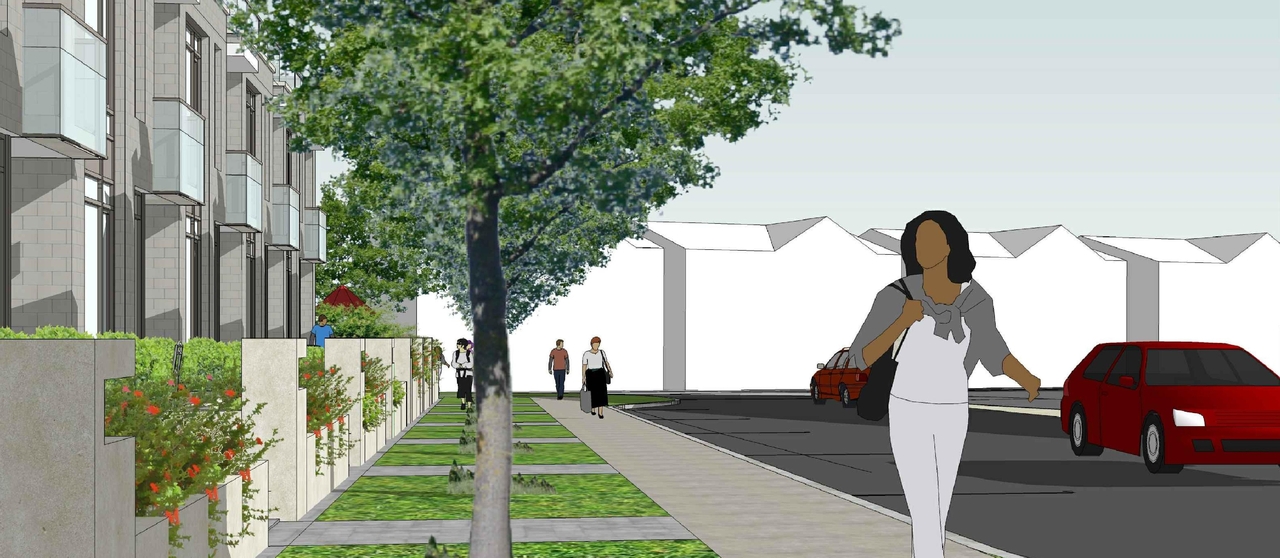 Rendering of building from page 1 of the file 'Revised Streetscape View 2 D07-12-11-0206'