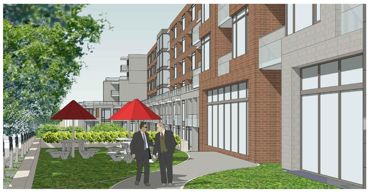 Rendering of building from page 1 of the file 'Revised Streetscape View 2 D07-12-11-0206'
