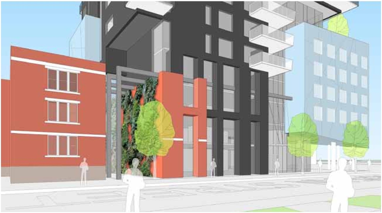 Rendering of building from page 17 of the file 'Urban Design Brief D07-12-11-0227'