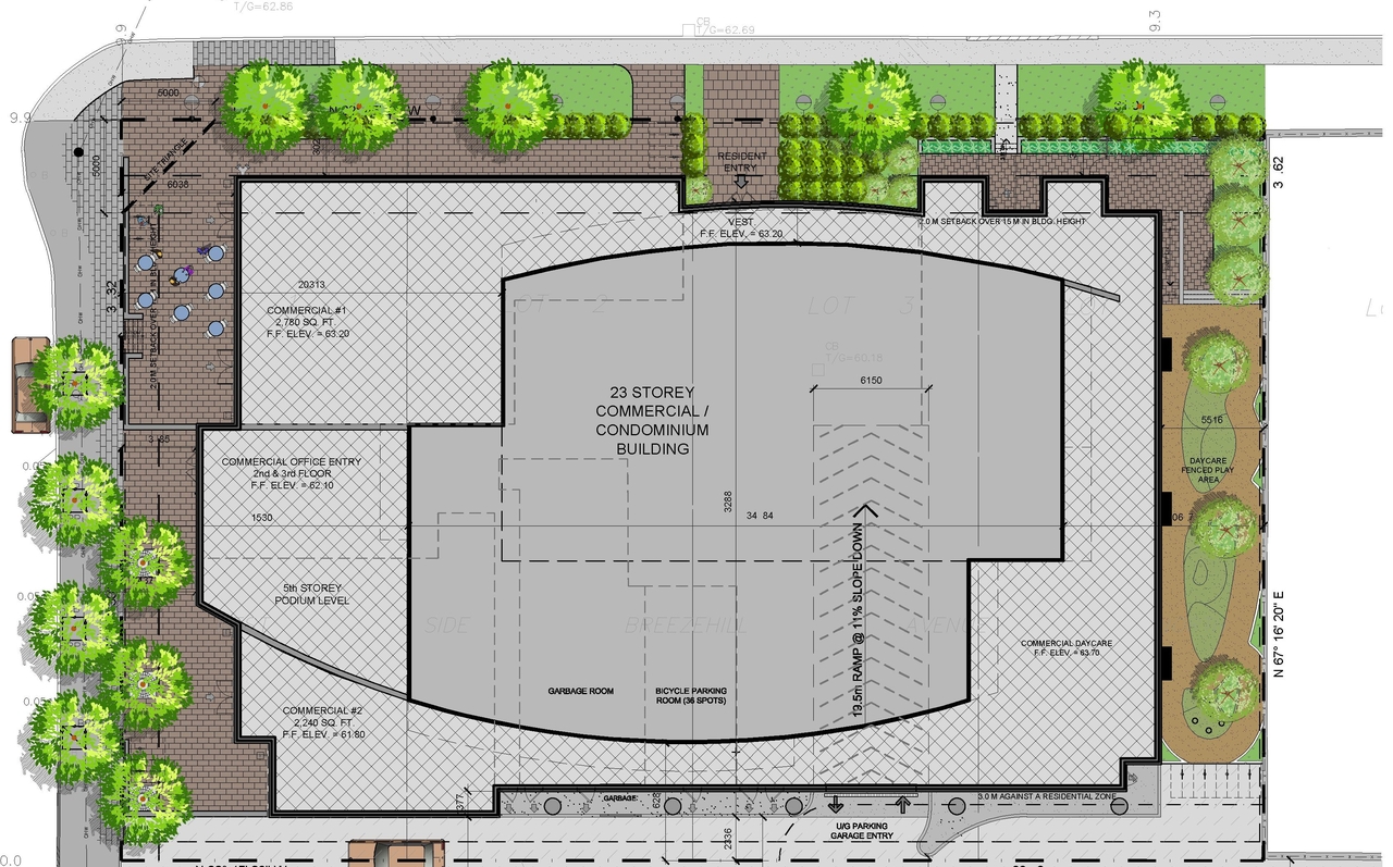 Construction site plan for project from page 22 of the file '1040 and 1050 Somerset Street West Urban Design Brief1'