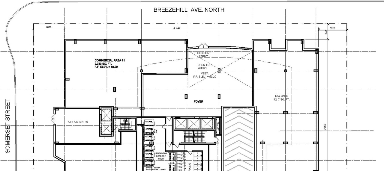 Construction site plan for project from page 24 of the file '1040 and 1050 Somerset Street West Urban Design Brief1'