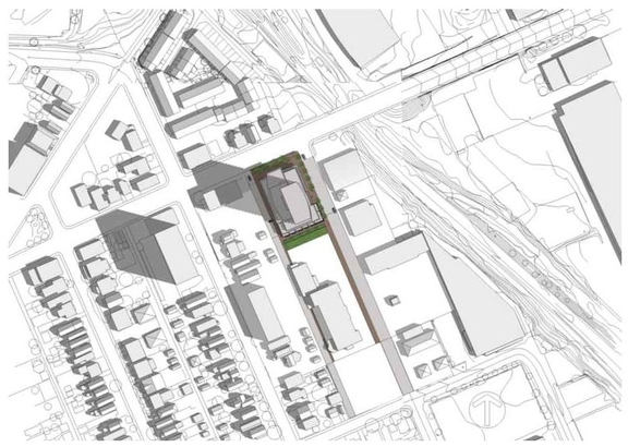 Construction site plan for project from page 44 of the file '1040 and 1050 Somerset Street West Urban Design Brief1'